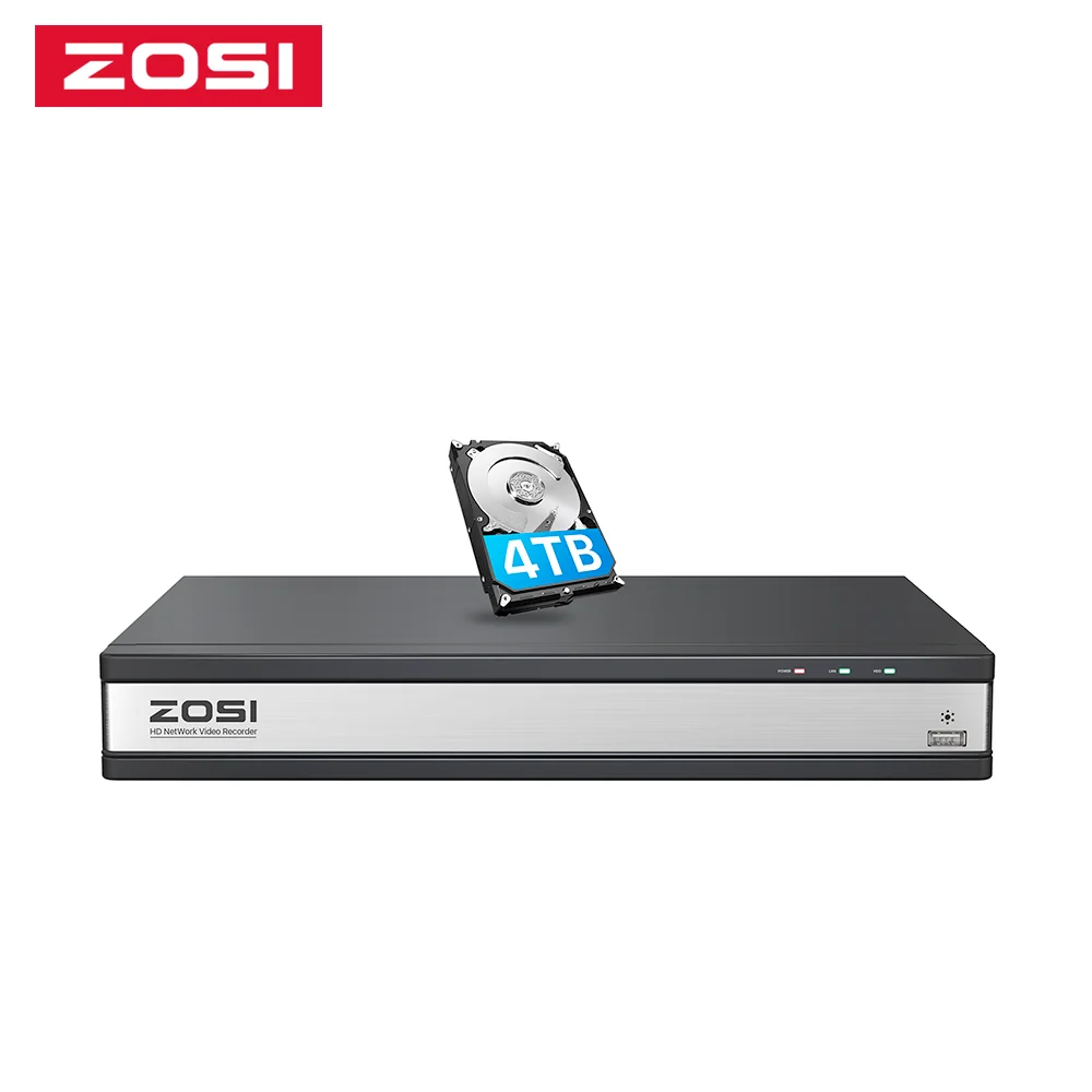 ZOSI 16CH 4K  Ʈũ  , 8MP H.265 PoE NVR 4TB HDD, ZOSI 8MP 5MP 4MP 2MP PoE IP ī޶θ ۵